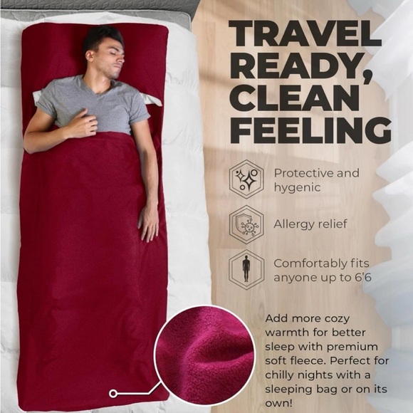 Tough Outfitters Fleece Sleeping Bag Liner *BRAND NEW* Red Performance Outdoor - Picture 1 of 10